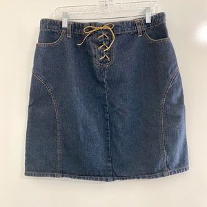 Clio Dark Wash Jean Lace Up Skirt Size 16